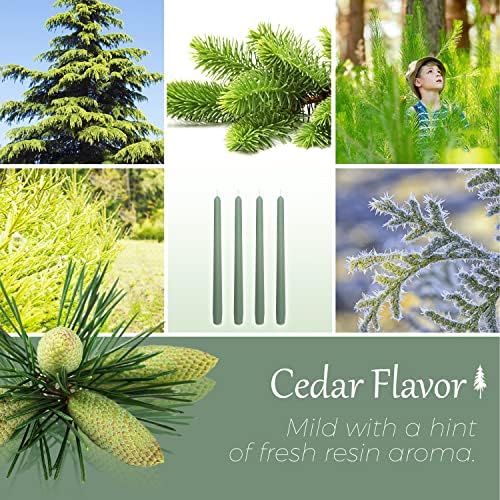 Green Taper Candle 10 inch - Set of 4 Tapered Candles Ideal as Dinner Candles - Cedar Scented Taper Candles Smokeless Long Burning Tall Candlesticks - Image 4