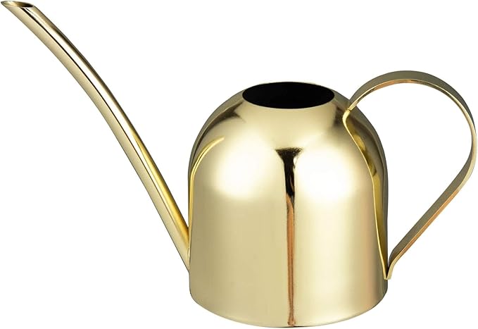 IMEEA 15oz Mini Indoor Watering Can for Small Plants Stainless Steel Watering Can with Long Spout for Desk, Windowsill & Bonsai (Gold)