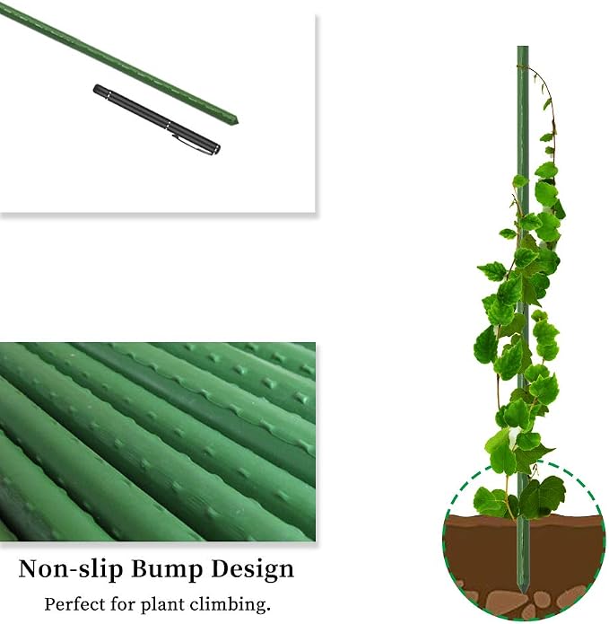 G-LEAF Garden Stakes 4 ft Plastic Coated Steel Tube Sturdy Metal Plant Sticks for Tomato,Cucumber,Bean,Tree,Pack of 50