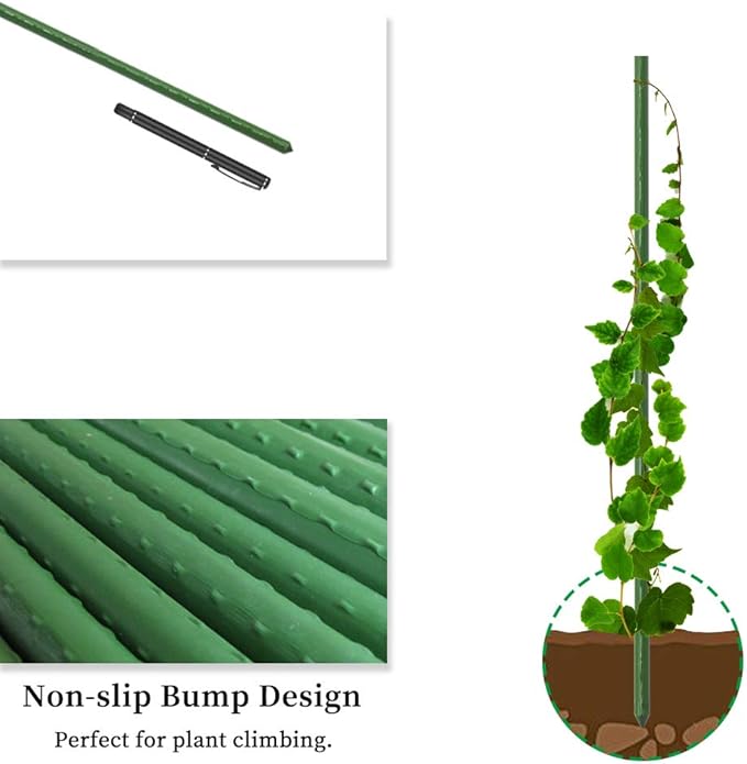 G-LEAF Garden Stakes 5 ft Plastic Coated Steel Tube Sturdy Metal Plant Sticks for Tomato,Cucumber,Bean,Tree,Pack of 50