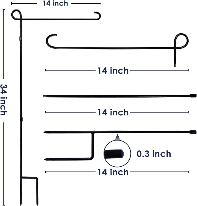 YEAHOME Garden Flag Stand Holder, Premium Yard Flag Holder Weather-Proof Metal Powder-Coated Flagpole for American Flag, Christmas Garden Flag, Outdoor Garden Decor Decoration