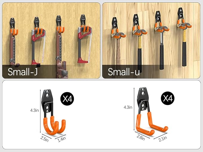 3-H Garden Hose Holder Wall Mount 4 Pack Solid Steel 2.8 Inch,4 Pack 2.5 Inch Compact Hose Hanger Heavy Duty Water Hose Holders for Outside,Orange