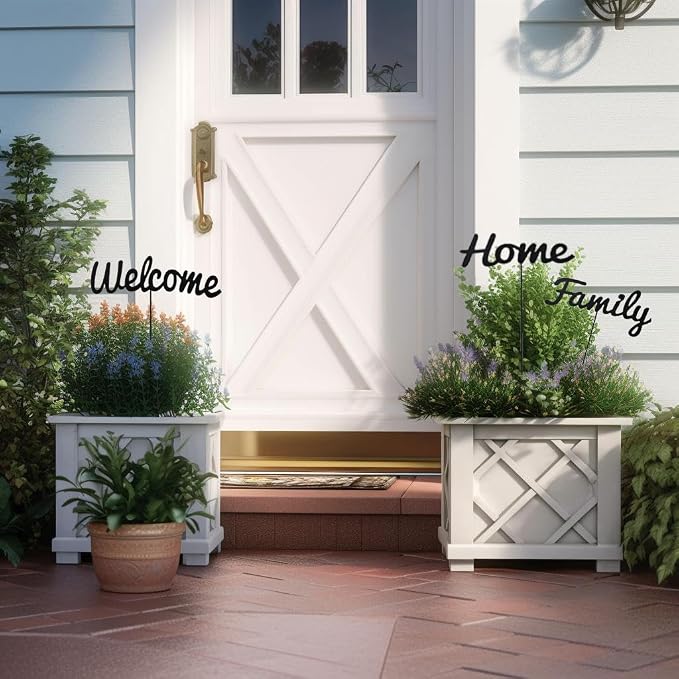 Metal Letter Welcome Yard Sign with Stake Outdoor Decorations Garden Lawn Front Porch Outside Letter Yard Sign Garden Stake Decor (Welcome Home Family)