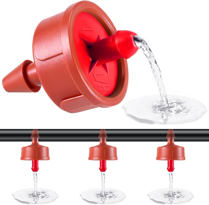 50 PCS 4 GPH Pressure Compensating Drip Irrigation Spot Dripper, Max Flow Drip Irrigation Emitters Heads for Dry Soil Thirsty Plants, Irrigation Drippers Parts for Arid Area Outdoor Irrigation
