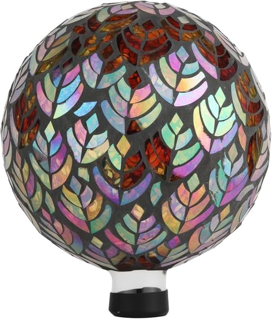 Lily's Home Colorful Mosaic Glass Gazing Ball, Designed with a Stunning Holographic Petal Mosaic Pattern to Bring Color to Any Home and Garden, Silver & Purple (10" Diameter)