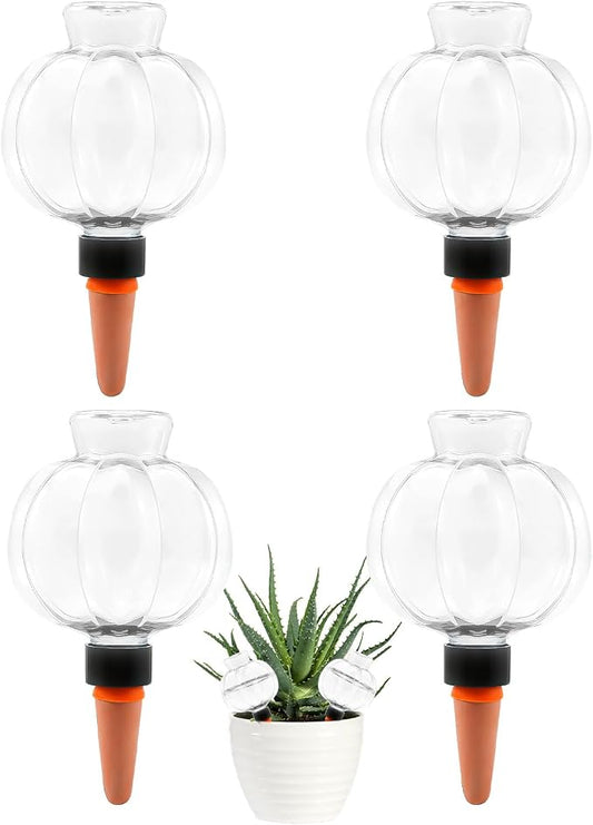 4 Pcs Plant Self Watering Globes, 17oz Large Plastic Water Bulbs Top Fill Watering Globes Slow Release Terracotta, Water Spikes Stakes for Indoor and Outdoor Plants (Clear)