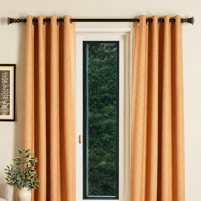 Deco Window Curtain Rods for Windows 44 – 120 Inch, 1 Inch Heavy Duty Extendable Metal Drapery Rod, Adjustable Curtain Rod with Decorative Quatro Finials for Living Room Bedroom, Imperial Bronze