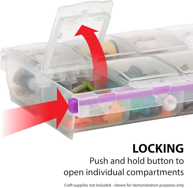 Craft Mates Bead Organizer, 14 Locking Compartments, Plastic Storage (2XL) | Clear Plastic Storage for Buttons, Pins, Jewelry, Diamond Art & Craft Supplies, Large Portable Organizer for Crafters