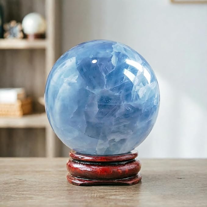 1.6-2 inch Natural Celestite Crystal Ball with Stand, Polished Crystal Sphere