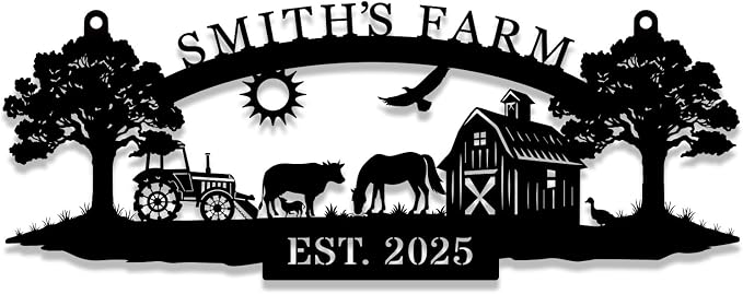 Personalized Metal Farm Hanging Sign, Farm Gate Sign,Custom Your Large Farm Sign, Outdoor Farmhouse Decor, Barn Sign, Farm Sign with all farm Pets