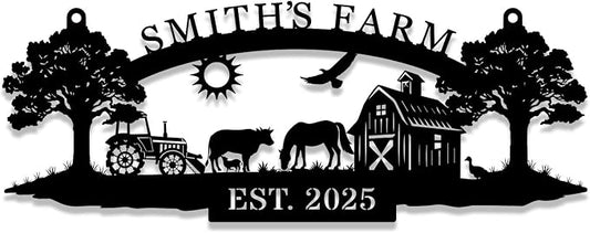 Personalized Metal Farm Hanging Sign, Farm Gate Sign,Custom Your Large Farm Sign, Outdoor Farmhouse Decor, Barn Sign, Farm Sign with all farm Pets