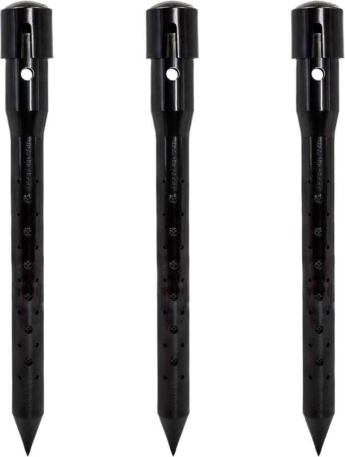 14 in. DEEP DRIP Plant Watering Stake (3 Pack) (Black) | UV-Protected ABS Plastic Deep Root Irrigation Spike for Yard Plants, Shrubs, Vines
