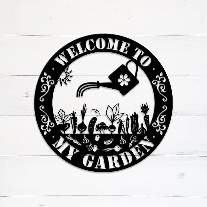 MeMate Garden Signs, Metal Garden Sign Outdoor Decor, Welcome To My Garden Metal Signs, Garden Plaques for Women Mom Grandma Nana, Rustic Decorations for Potting Shed, She Shed
