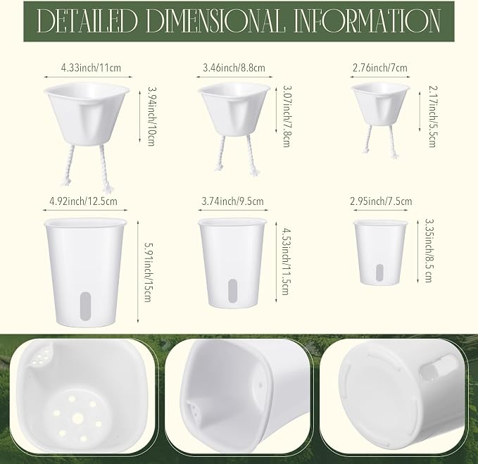 Ziliny 18 Pcs Self Watering Pots Plastic Plant 3 Sizes Flower Plant Pot with Inner White Flower Pots for Indoor House Plants Plastic Self Watering Pot for Herbs Flowers (Xs,S,M)