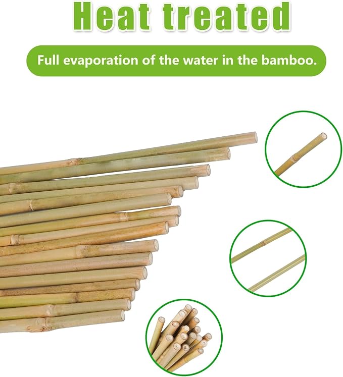 Natural Bamboo Plant Stake（Approx 5FT 50Pcs） Sturdy Bamboo Poles, Durable Plant Bamboo Stake, Garden Climbing Plant Bracket.