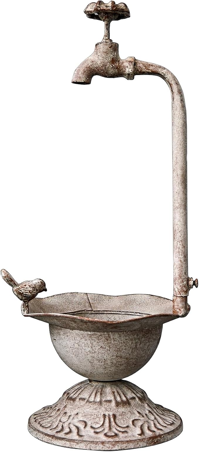 Unique Planters for Indoor Outdoor Plants, Rustic Succulent Planters, Outdoor Flower Pots, Indoor Succulent Plant Pots, Metal Tap Design, Home and Garden Decor (Gray)