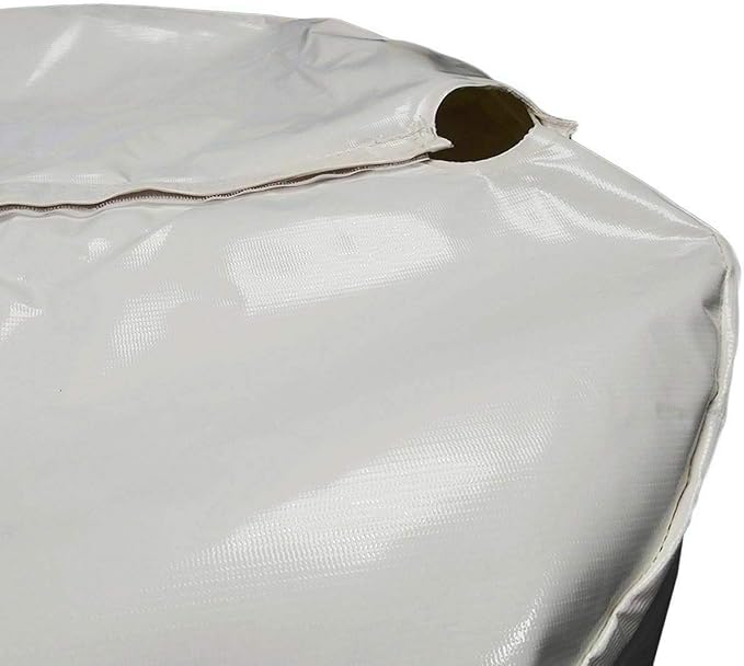55 Gallon Rain Barrel Cover, White Vinyl, Waterproof Drum Protector with Hook and Loop Closure, for Canopy Tent Weights and Outdoor Storage 24 x 36 Inch, Fits Most 55 Gallon Drums
