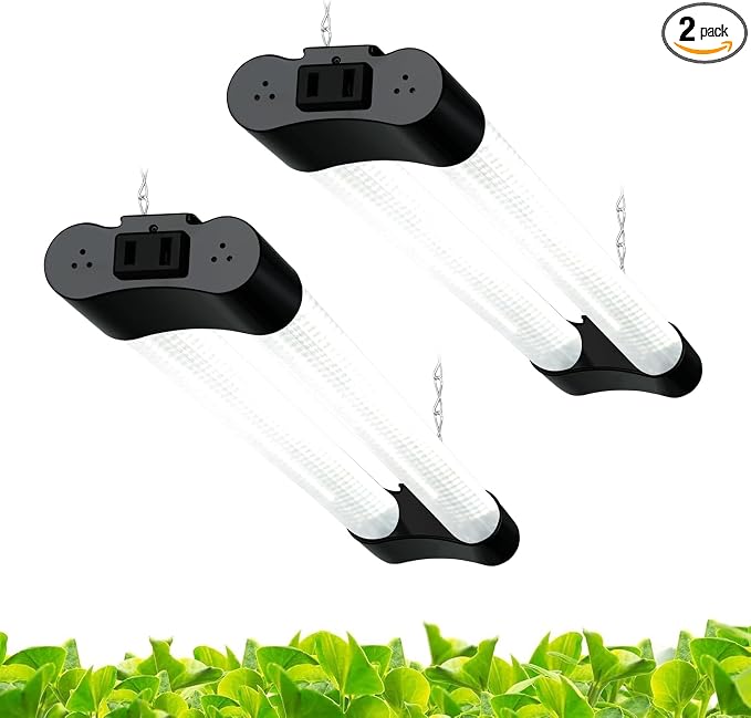 Hlite LED Grow Light 16 inch, Hanging Full Spectrum Linkable 2 Pack | Linkable Plant Grow Lights for Indoor Plants, Plug and Hanging with On/Off Switch, Seedling to Flowering, White