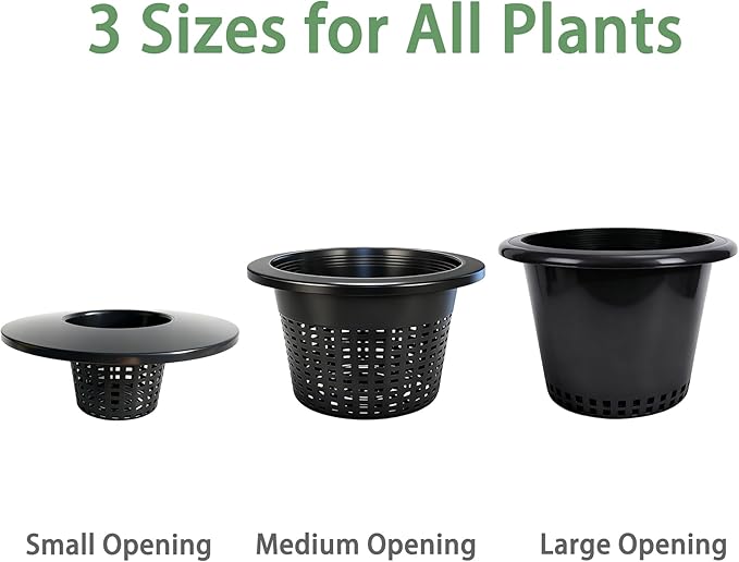 3 & 5 Gallon Bucket Lid Hydroponic Plant Pot, Small/Medium/Large Opening Mesh Net Cups for Indoor Outdoor Hydroponics Growing System - Medium Opening for Most Hydroponic Crops (2 Pack)