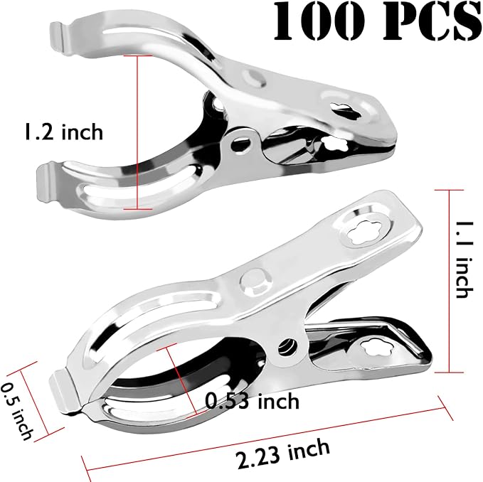 BESTEEL Upgraded 100 PCS Garden Clips, Greenhouse Clamps 100% Stainless Steel Heavy Duty Greenhuose Clips for Netting - Strong Grip to Hold Down Shade Cloth or Plant Cover on Garden Greenhouse Hoops
