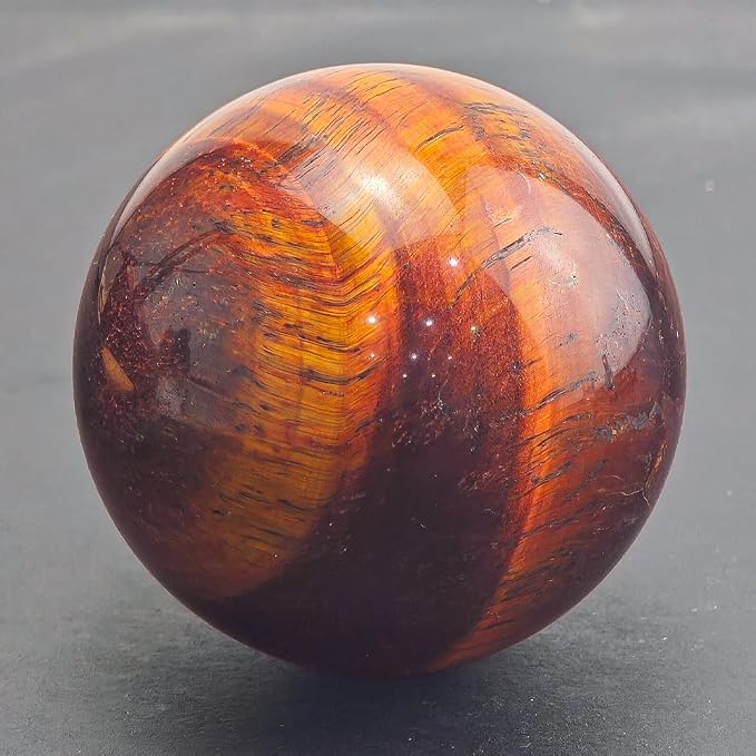 2.4-2.8 inch Natural Red Tiger Eye Crystal Ball with Stand, Hand Polished Quartz Massage Sphere, Reiki Healing Gemstone Ball, Feng Shui Room Desktop Decorative Rock Orb