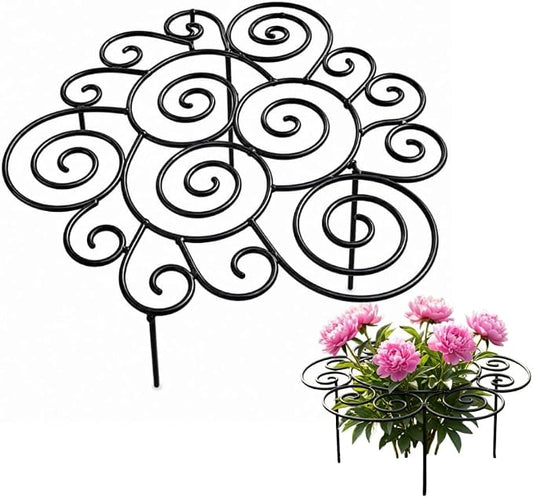 Metal Peony Support Ring for Outdoor Plants, Garden Plant Support Stakes for Flowers & Vegetables, Stackable Peony Cage for Dahlia, Rose, Orchid & Tomato (L)