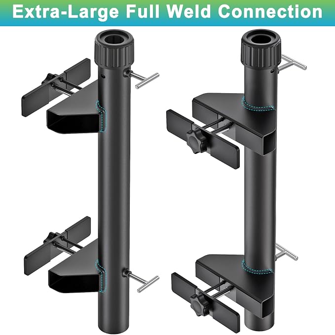 Dolibest Heavy-Duty Railing Umbrella Mount, Fits 1“-1.9” Poles, All-Welded Steel Mount Umbrella Holder with Sleeves, Space-Saving Deck Umbrella Holder, Outdoor Shade Holder for Porch & Patio, Black