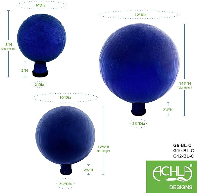 Achla Designs 6-Inch Crackle Gazing Globe Ball, Blue