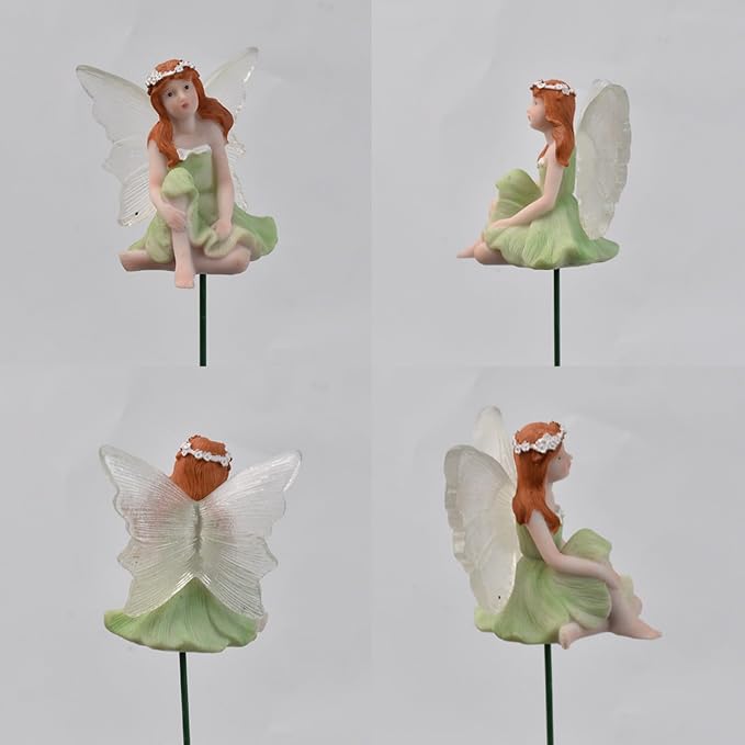 4 PCS Fairy Garden Decor Fairies, Glow in The Dark Yard Sculpture Lawn Ornament Mini Garden Art Outdoor Decor Accessories (4 Glow Fairy)