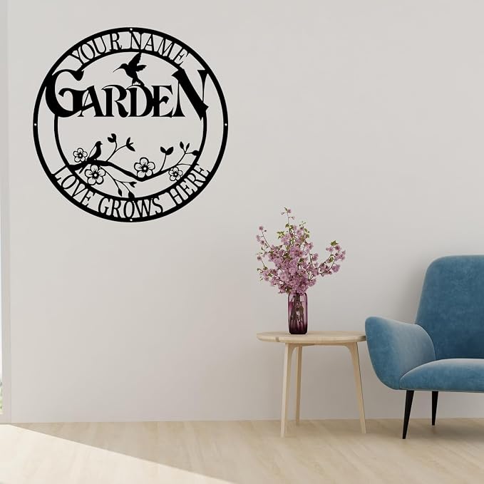 CFC0121319 Customized Name Wall Art for Outdoor Decor，Large Garden Sign, Metal Garden Signs to Personalize, Personalized Metal Signs, for Vegetable She Shed，Outdoor metal plaque