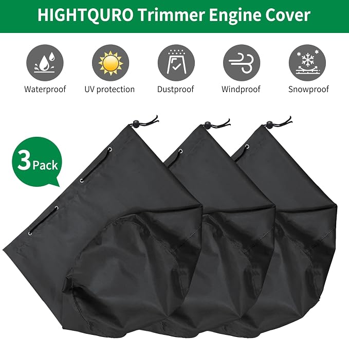 Trimmer Engine Cover,Heavy Duty Waterproof Trimmer Cover, Weed Eater Covers, Fits for General Weed Eater Edger, Pole Saw, Brush Cutters and Hedge,3 Pack,Black