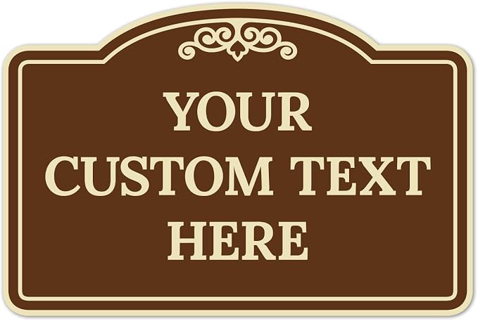 Custom Decorative Sign, Personalized Metal Sign for Business, Driveway, Home, Airbnb, Office Door Plaque, Brown Background 12x18 Inches, ACM, Fade Resistant, Made in USA by Sigo Signs