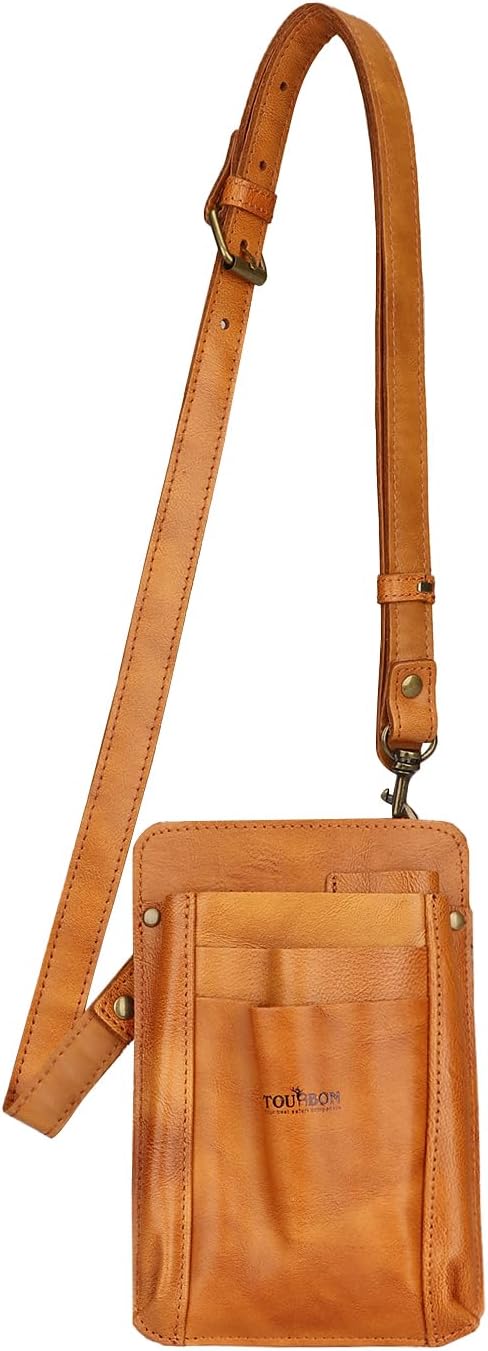 Leather Multi-Way Florist Tool Pouch - 4 Pocket Waist Shoulder Gardener Bag | 4 in 1 Organized Holder, Versatile Waist/Crossbody Carry,Adjustable Strap, Wearable Utility Pouches, Handy Cell Phone Holster