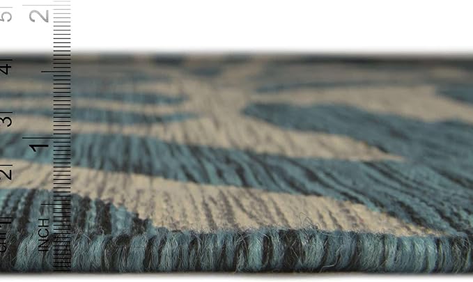 Unique Loom Outdoor Safari Collection Area Rug - Tsavo (2' 11" x 10' Runner, Teal/ Ivory)