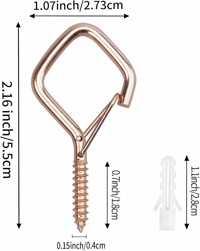 30 Pcs Rose Gold Eye Hooks Screw Heavy Duty,Ceiling Hooks for Hanging Plants,String Lights,Cup,Wind Chime,Bird Feeders. Plant Hanger Indoor&Outdoor