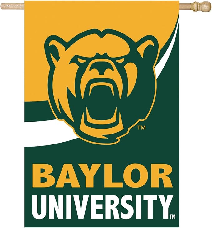NCAA Baylor University House Flag, 28 x 44, Double Sided Garden Flags for Outside, Outdoor College Flags & Banners for Gardens Patio, Indoor Wall Decor Flag for Room
