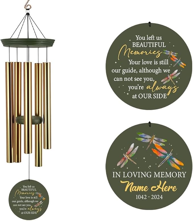 ASTARIN Memorial Dragonflies 36" Wind Chimes, Personalized Name Sympathy Wind Chime, in Memory of Loss Mom Loved One, Large Deep Tone Bereavement Windchimes for Patio Clearance(Produced in Texas)