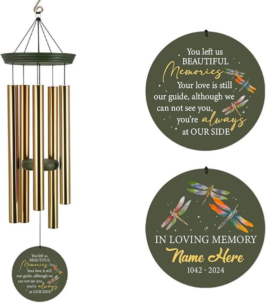 ASTARIN Memorial Dragonflies 36" Wind Chimes, Personalized Name Sympathy Wind Chime, in Memory of Loss Mom Loved One, Large Deep Tone Bereavement Windchimes for Patio Clearance(Produced in Texas)