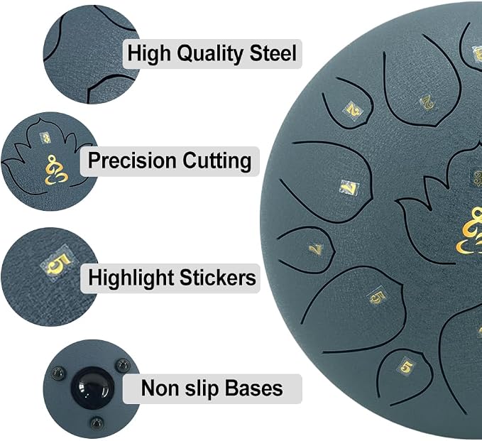 12 Inches 15 Notes Rain Drum for Outside,Steel Tongue Drum with Mallets & Storage Bag,Meditation Rain Chime for Adults,Friends,Family