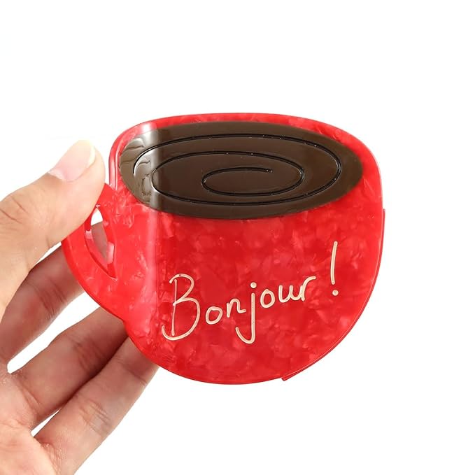 Personalized London Icon Coffee Cup Hair Calw Clip,Fun Acetate Hair Claw Clips for Women Girls Hair Accessories Gift