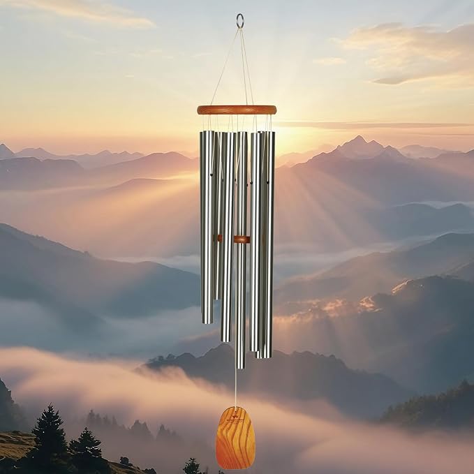 Woodstock Wind Chimes for Outside, Garden Decor, Outdoor Decor for Your Patio and Front Porch (39") Woodstock Gregorian Chimes Tenor Silver Inspirational and Memorial Wind Chime Christmas Gifts (GTS)