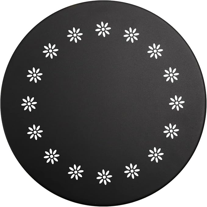 danpinera 2 Outdoor Side Tables with Flower Cut Outs, Weather Resistant Steel Patio Side Table, Small Round Outdoor End Table Metal Side Table for Patio Yard Balcony Garden Black, Set of 2