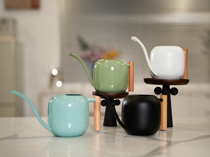 Green Moon 1.2L/41oz Metal Metal Watering Can with Long Spout, Black | Metal Stainless Steel Watering Can for Indoor Plants, House Bonsai, Succulents, and Garden Flowers, Decorative Watering Cans