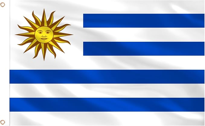 Ahfulife Uruguay Flag 3x5 Ft, 2 Pcs Large Uruguayan National Flags for Outdoor Indoor, Double Sided with Brass Eyelets for World Cup, Party, Garden, Bar, Street Decor