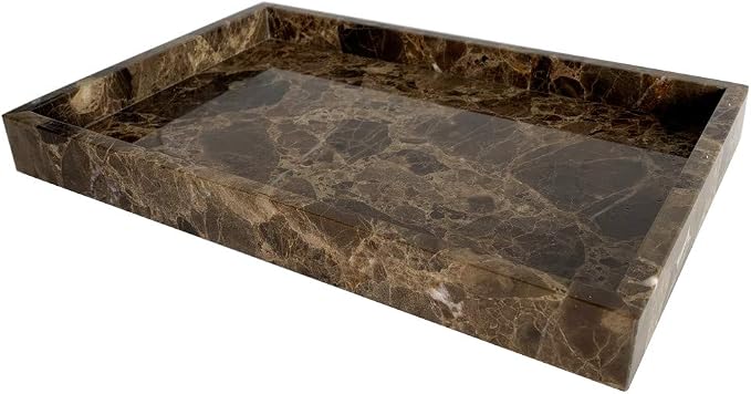 Natural Marble Storage Vanity Tray, Cosmetics Jewelery Tray, Kitchen Organizer, Coffee Table Tray (Coffee Net, 11.8L x 7.87W x 1.18H)