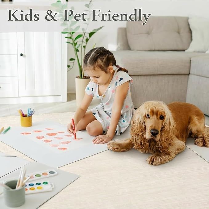Garvee Large Rugs for Living Room 10x13 Solid Color Washable Rug, Beige | Modern Non Slip Backing Low Pile Non Shedding Stain Resistant Minimalist Soft Area Rug for Bedroom Dining Room Nursery