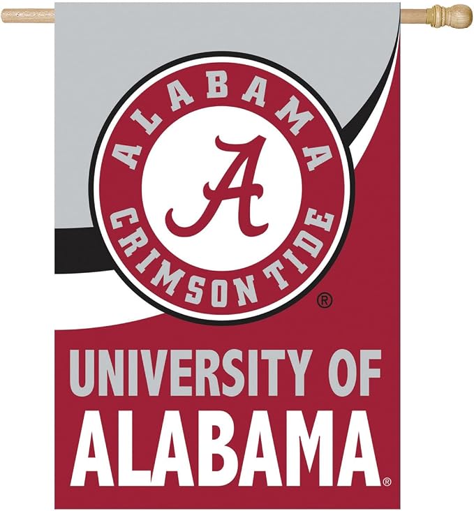 Team Sports America NCAA University of Alabama House Flag, 28 x 44, Double Sided Garden Flags for Outside, Outdoor College Flags & Banners for Garden Patio, Indoor Wall Decor Flag for Room