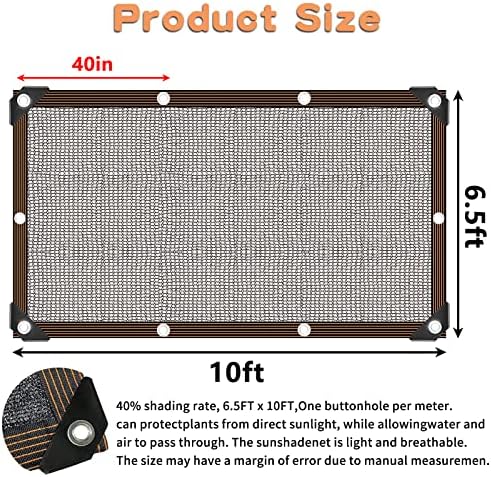 40% Black Shade Cloth,6x10 FT Durable Mesh Tarp with Grommets, Resistant Garden Sun Shade Netting, Shading Antifreezing for Pergola, Greenhouse, Plants Growing, Chicken Coop - Image 2