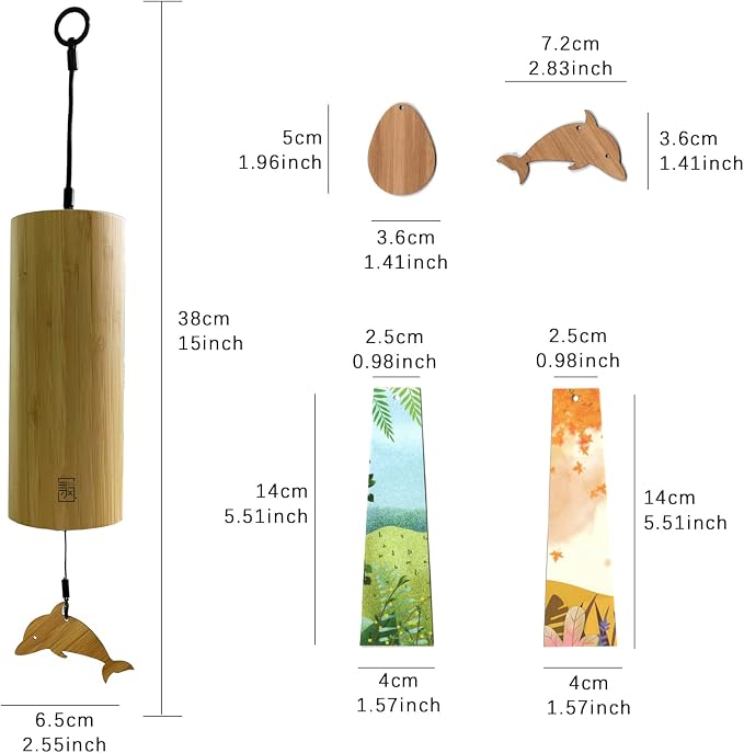 LingTing Bamboo Wind Chimes for Sound Healing, Meditation, Relaxing Emotions,Chord Wind Chimes Hand-Cranked Wind Chimes Unique Decor Gardening Gift for Outdoor Decoration(G-Snow), Yellow