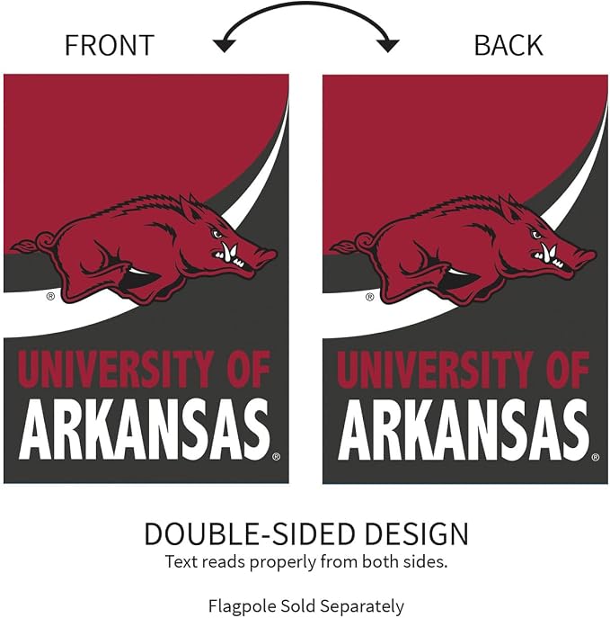 Team Sports America NCAA University of Arkansas House Flag, 28 x 44, Double Sided Garden Flags for Outside, Outdoor College Flags & Banners for Garden Patio, Indoor Wall Decor Flag for Room